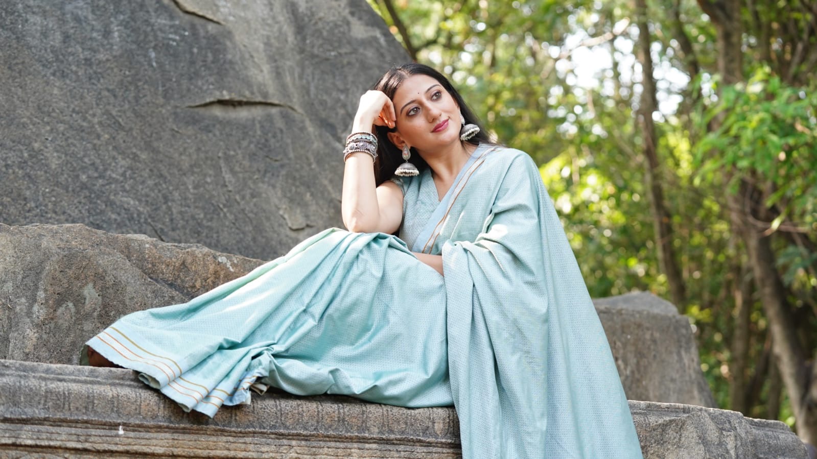 Pastel Blue Signature Saree Back View