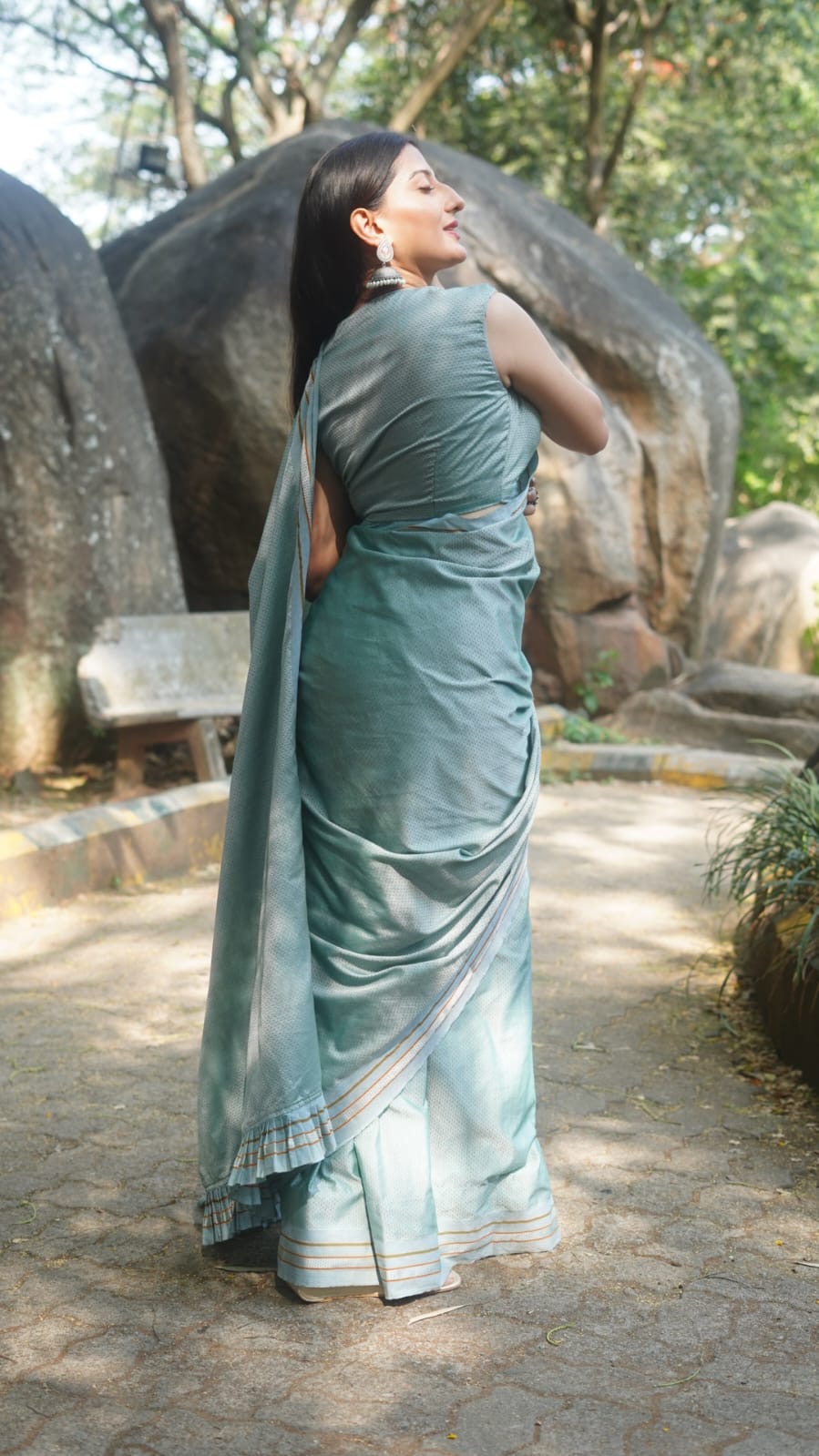 Pastel Blue Signature Saree Detail View