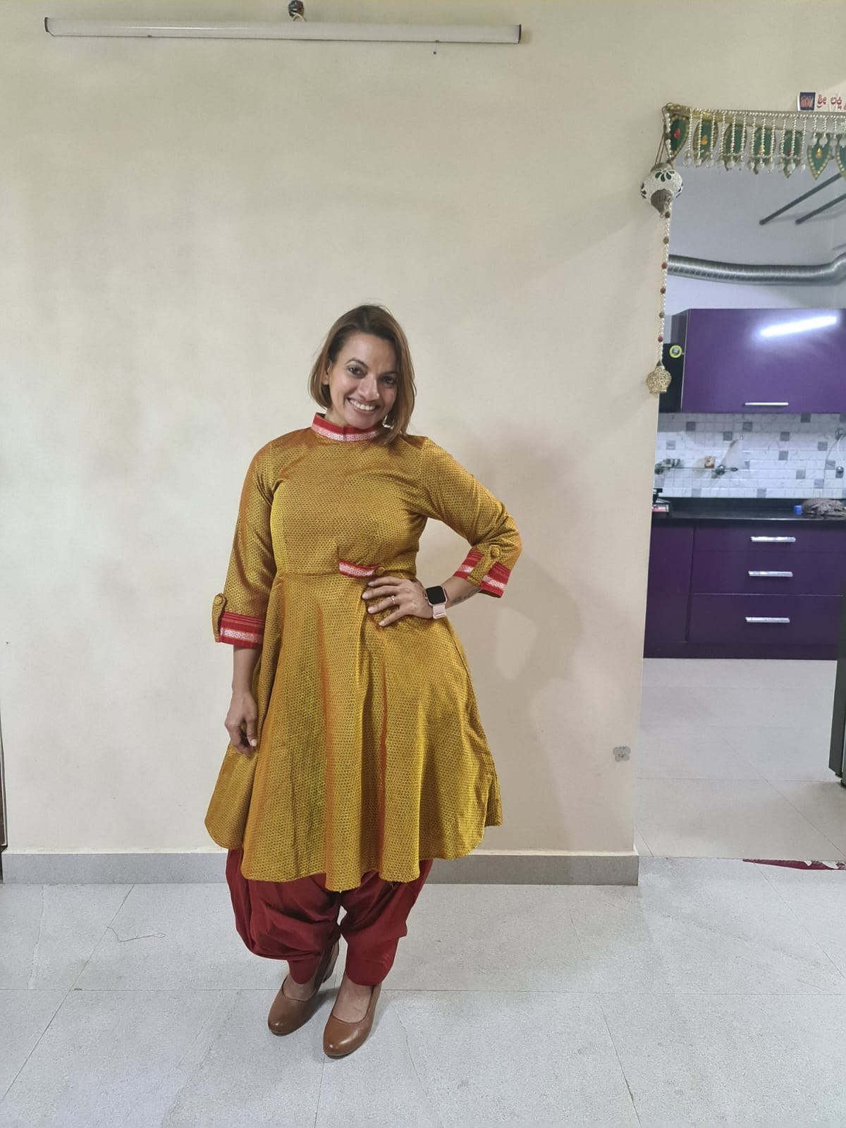 Yellow and Red Designer Dress