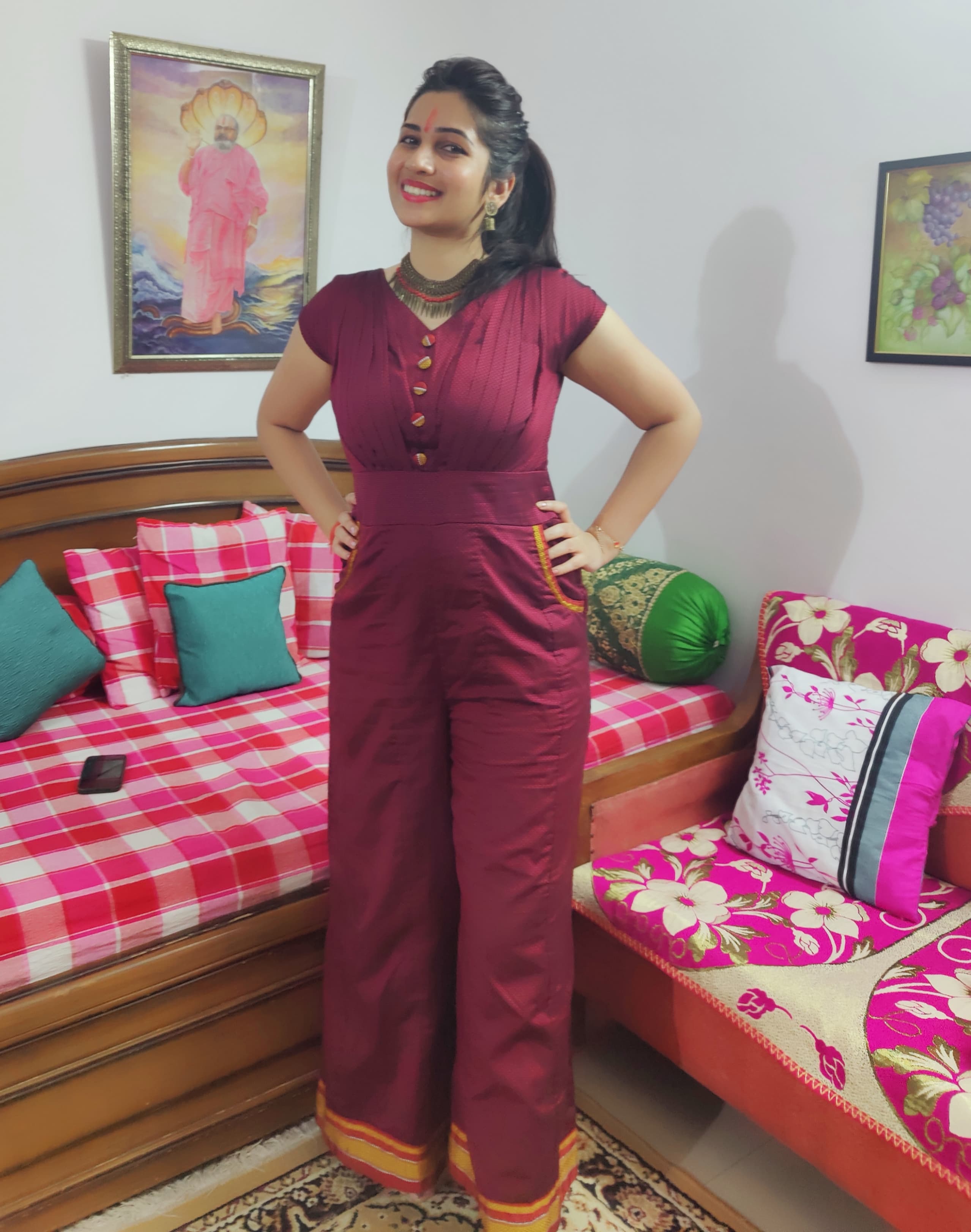 Brown Designer Jumpsuit Back View