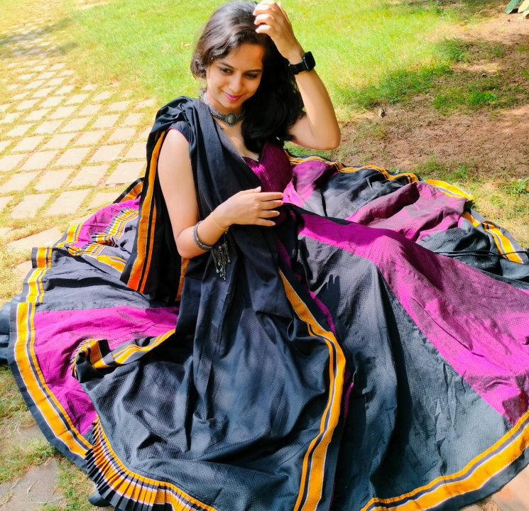 Black and Pink Designer Lehenga Front