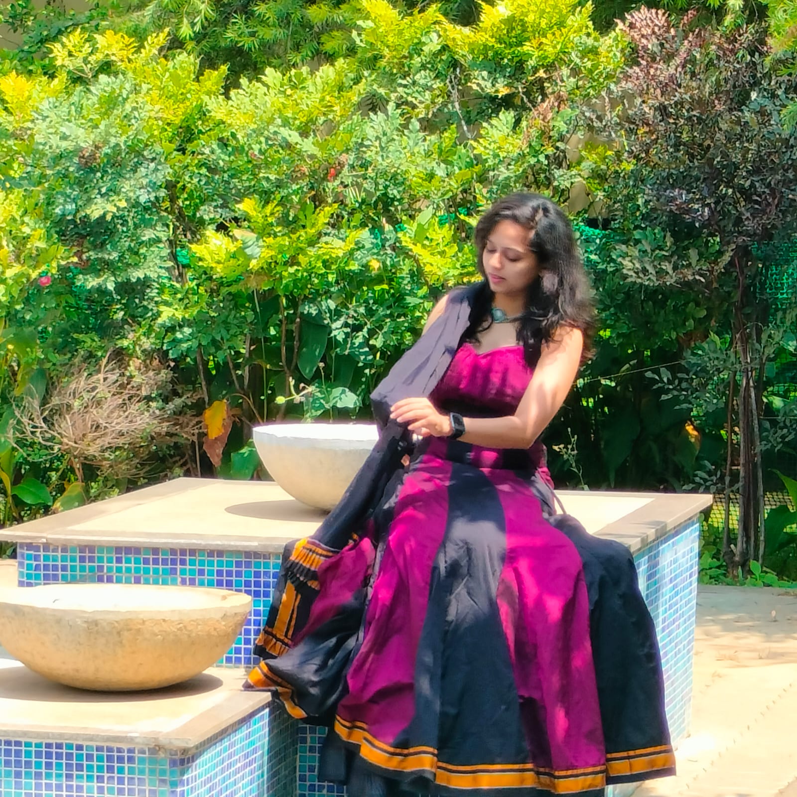 Black and Pink Designer Lehenga Detail