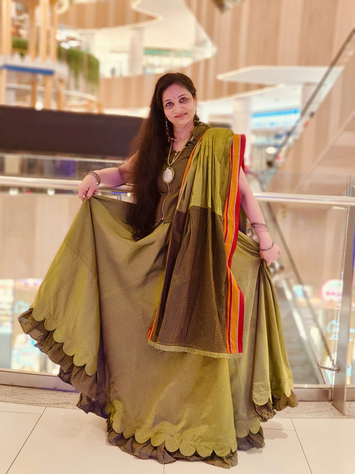 Green Designer Lehenga Front