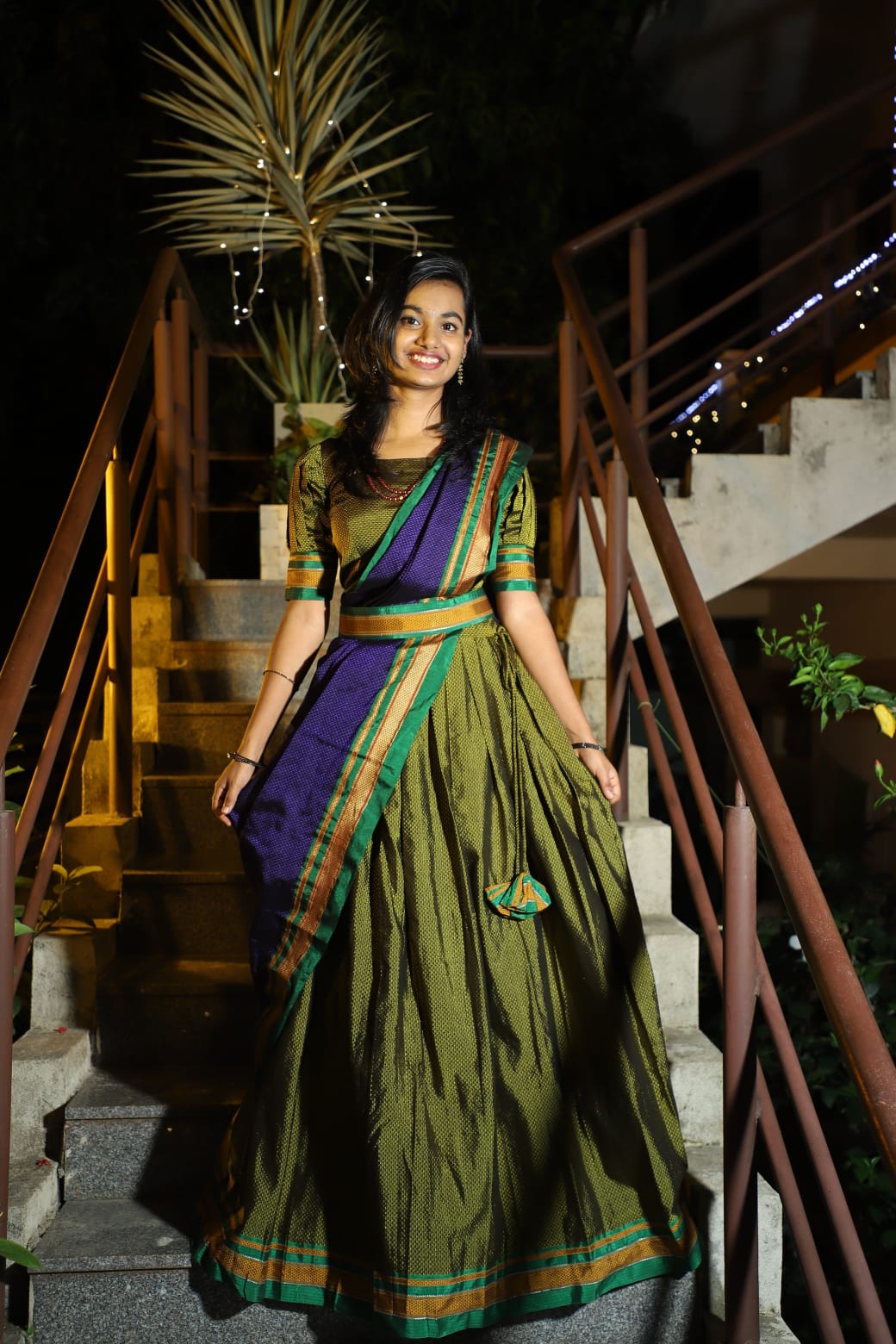 Green and Blue Fusion Lehenga