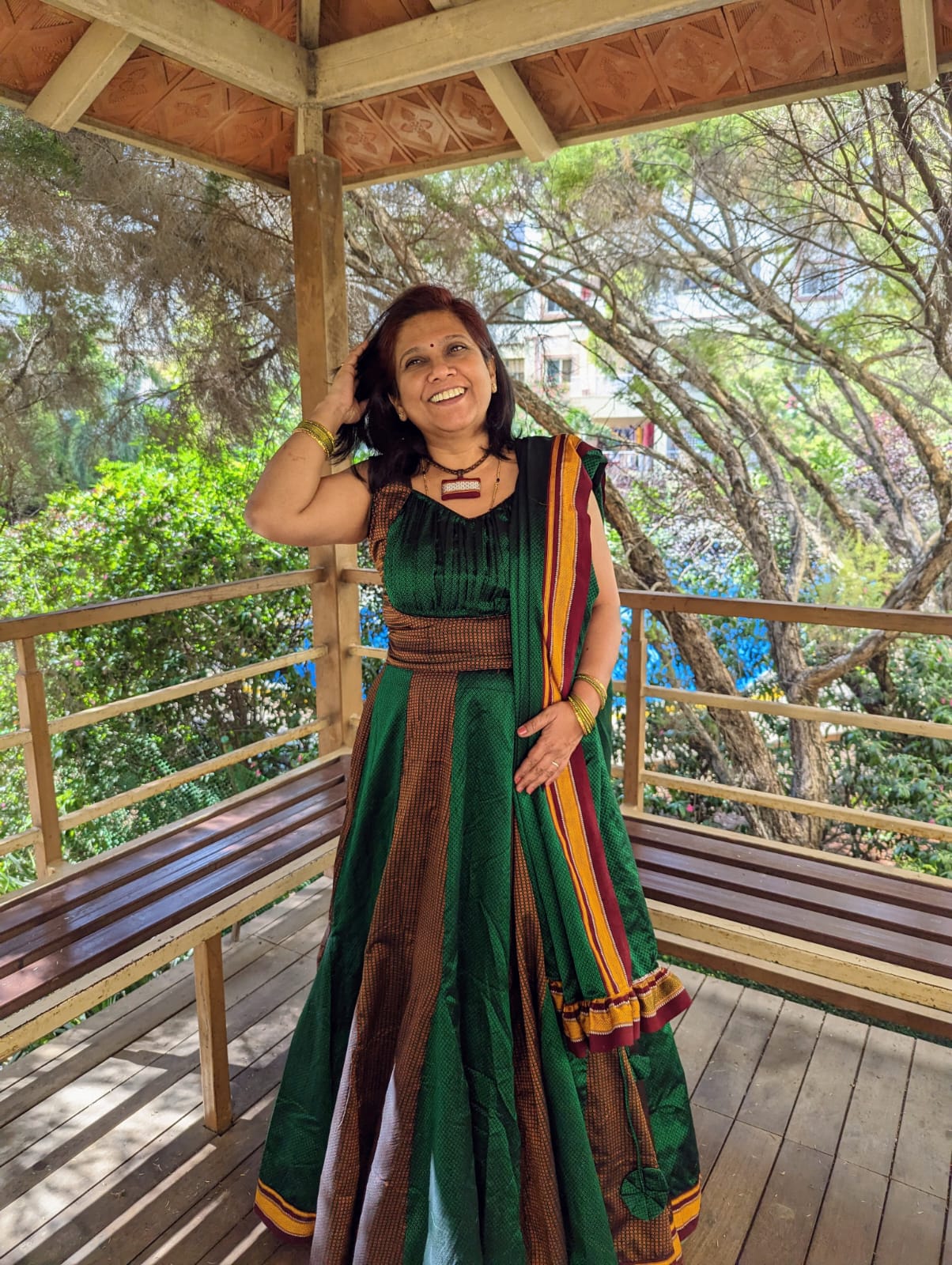 Green and Brown Traditional Lehenga