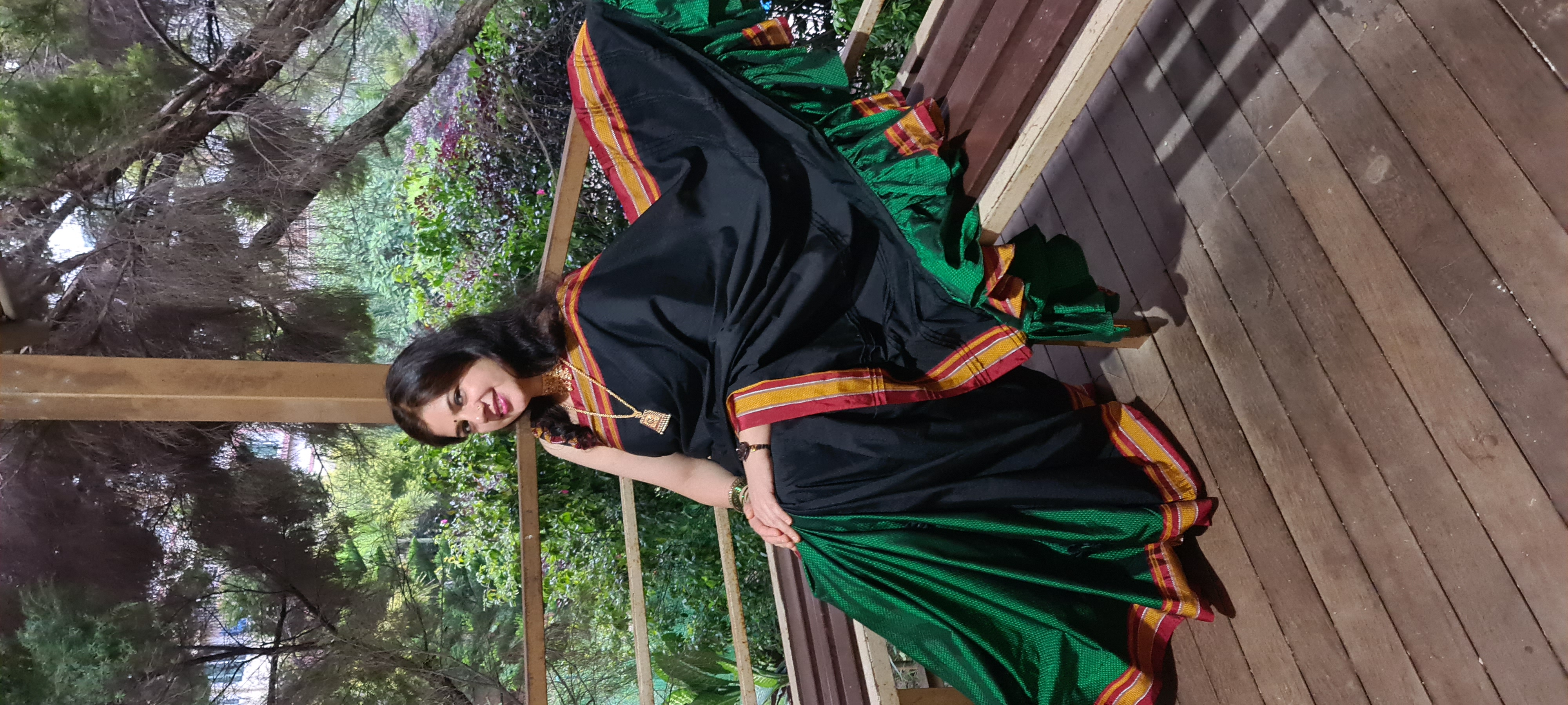 Black and Green Saree Detail