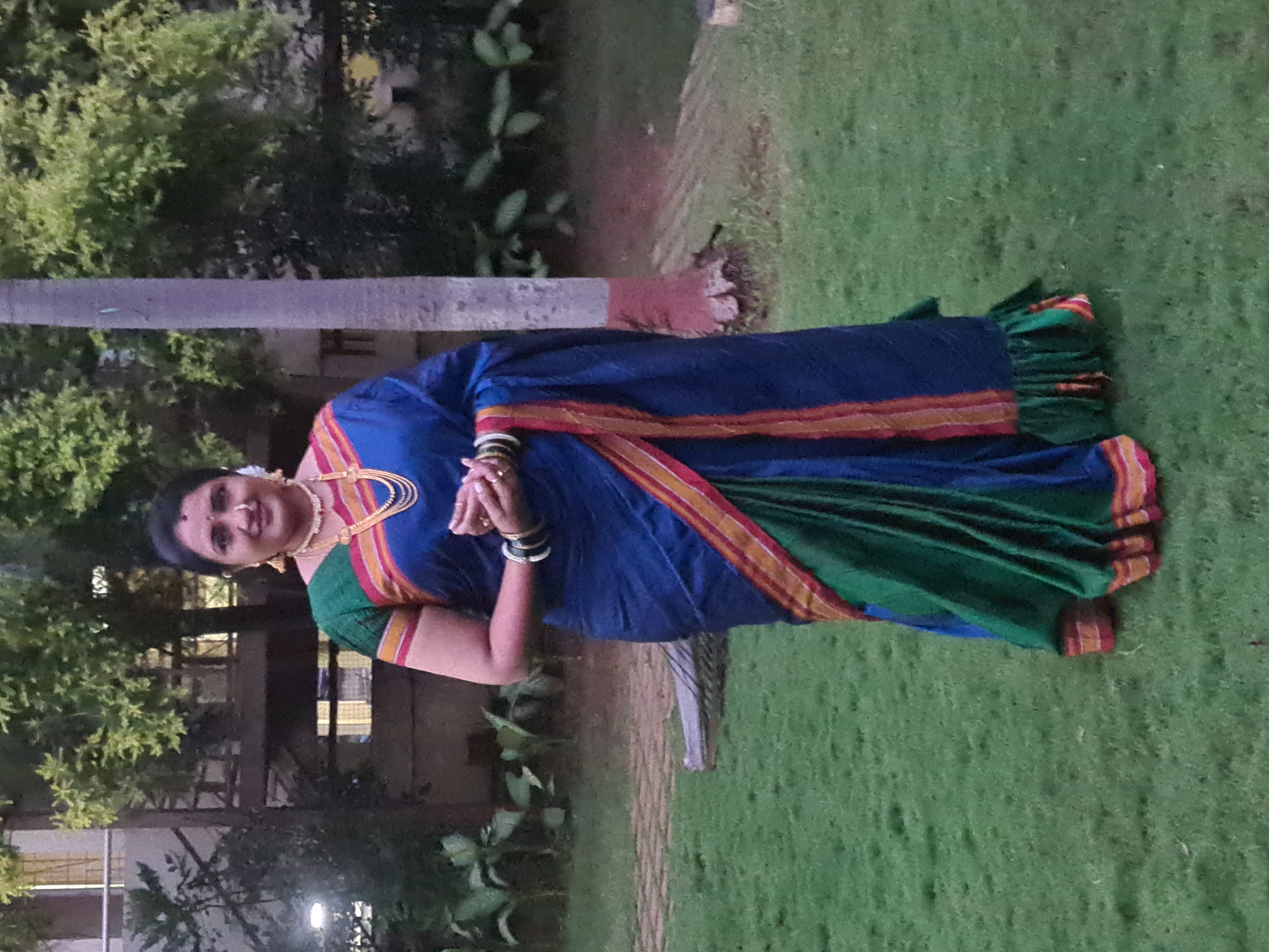 Blue and Green Saree Front