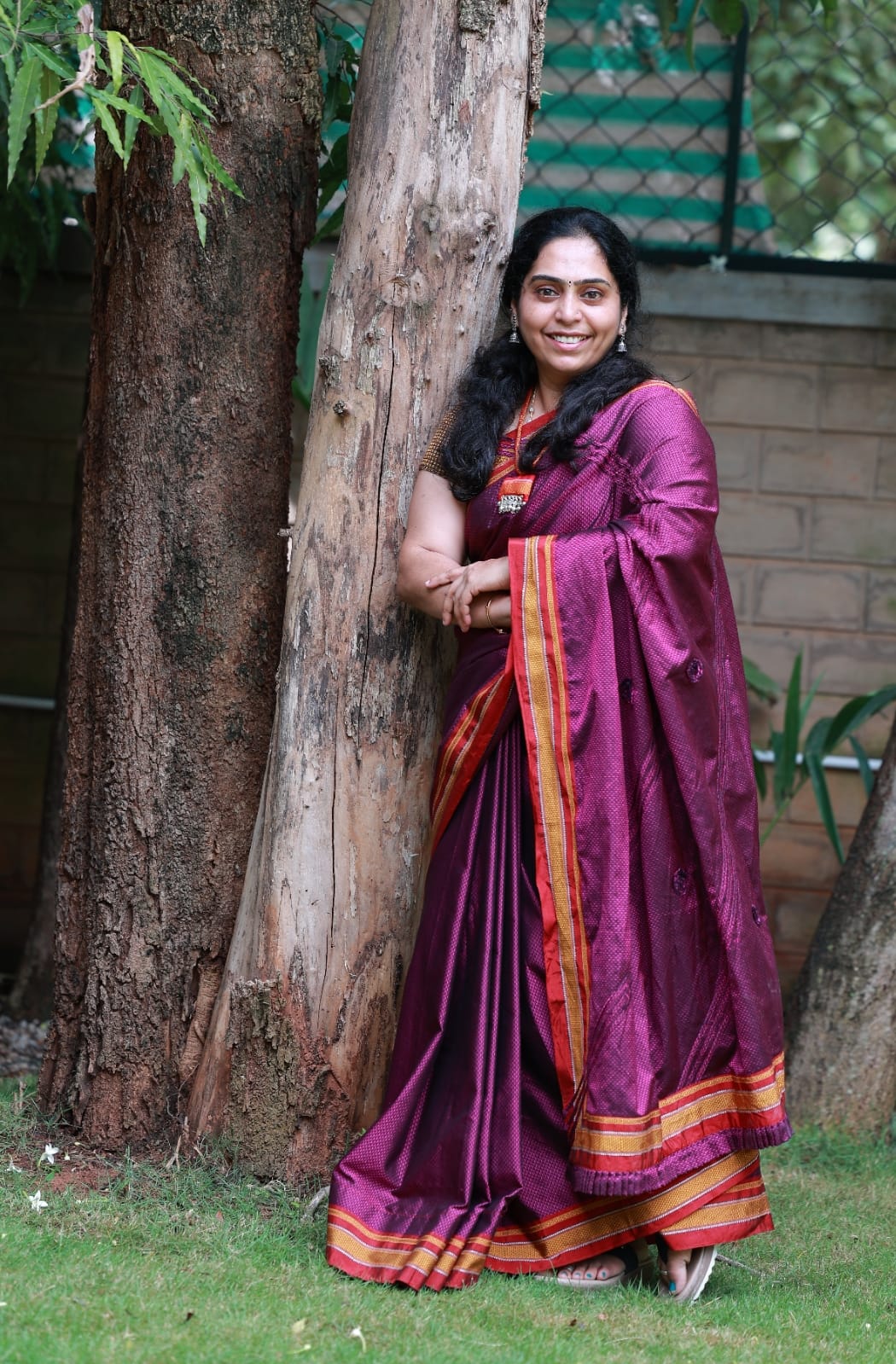 Pink and Green Designer Saree Front