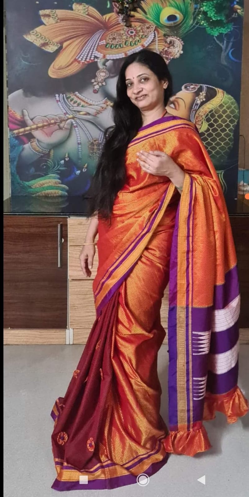 Orange Designer Saree Front