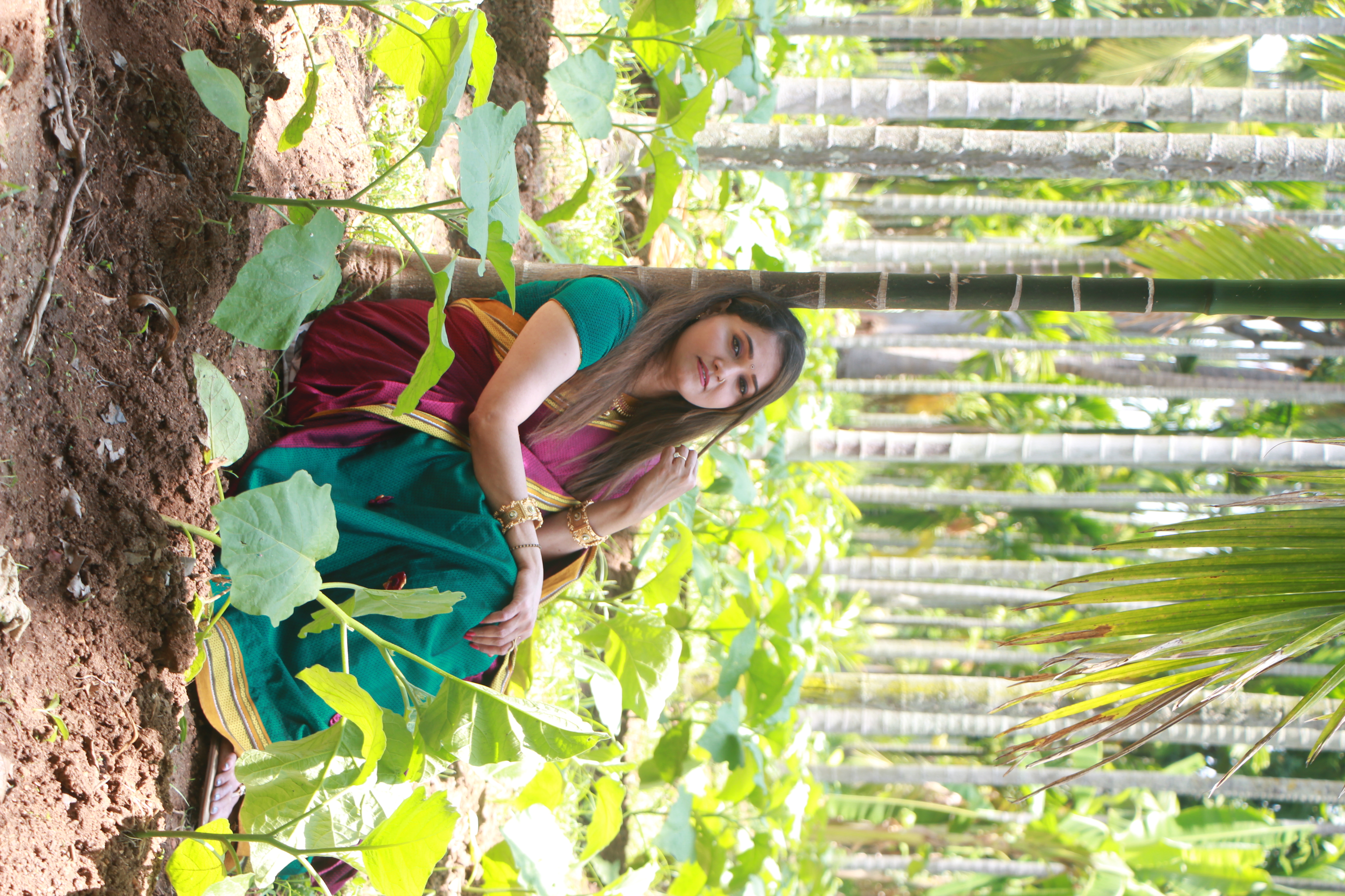 Pink and Green Designer Saree Detail
