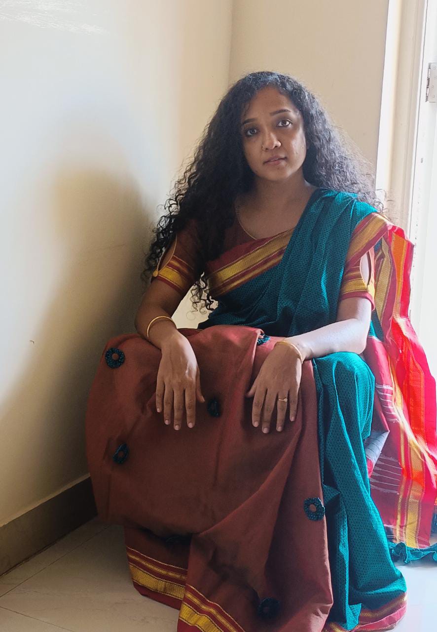 Sea Blue Designer Saree Detail